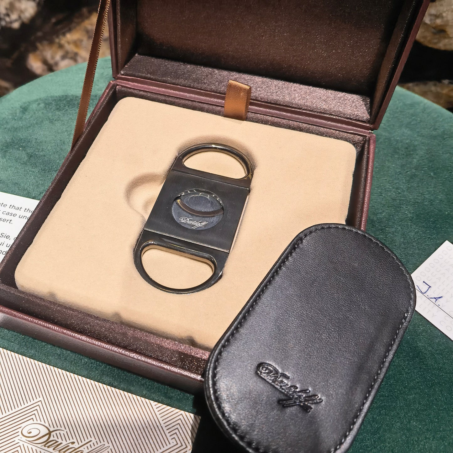 Davidoff Double-Blade Cigar Cutter Stainless Steel Brush Gun Matel