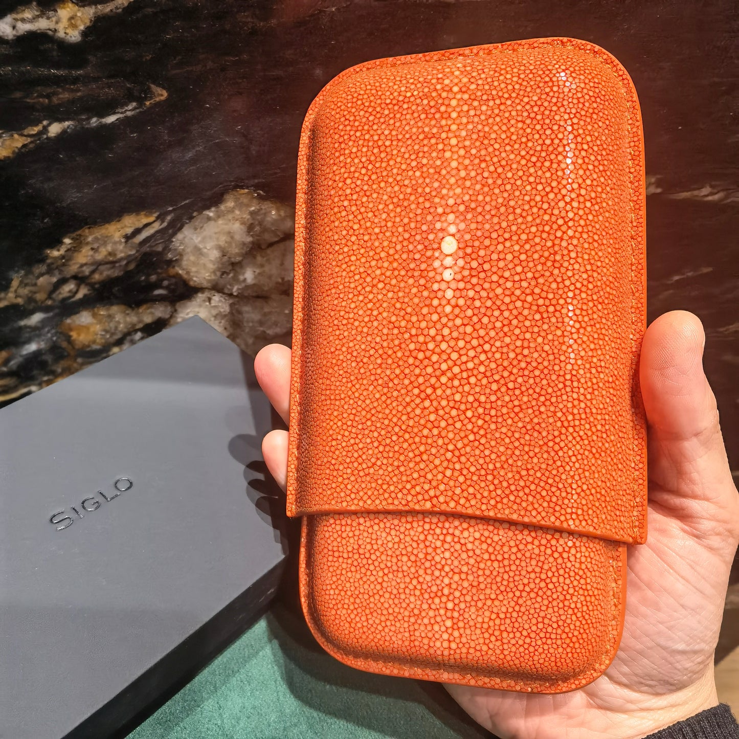 Siglo Stingray Skin Triple Cigar Case