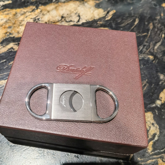 Davidoff Double-Blade Cigar Cutter Stainless Steel Brush Silver