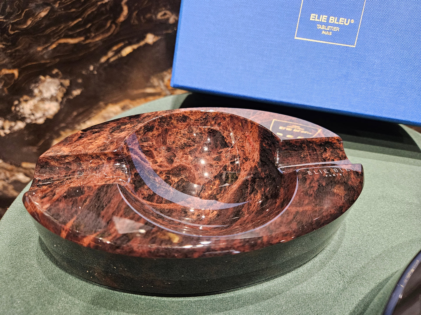 Elie Bleu Obsidian Ashtray Oval For 2 Cigars