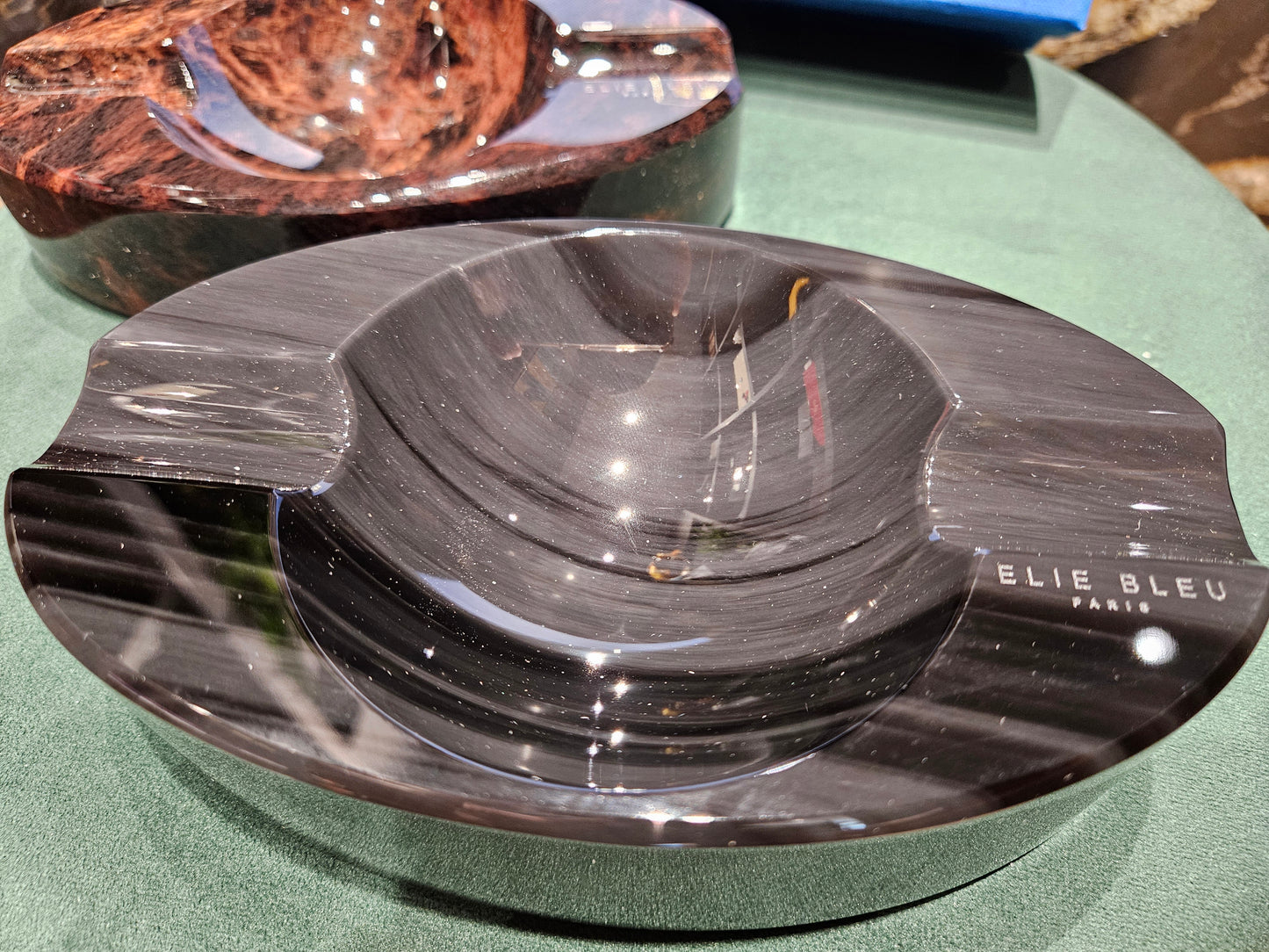 Elie Bleu Obsidian Ashtray Oval For 2 Cigars